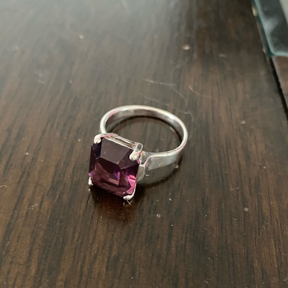 Amethyst and sterling silver cocktail ring- size 6